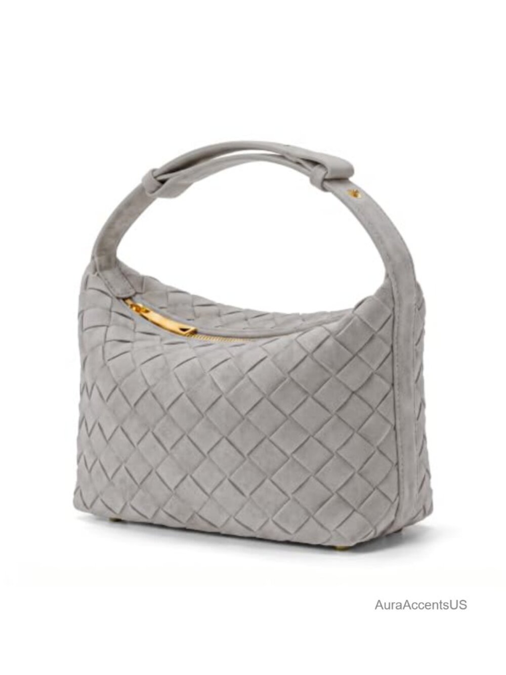 Handwoven Faux Suede Hobo Shoulder Bag with Adjustable Strap